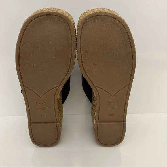 MARC FISHER Palery Platform Raffia Slide Sandal in Black NEW - Picture 13 of 13